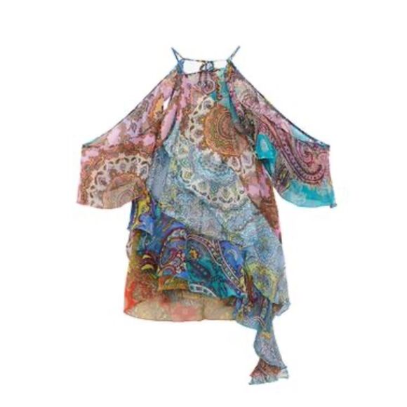 ZARA RUFFLED PATCHWORK TOP - Picture 6 of 9